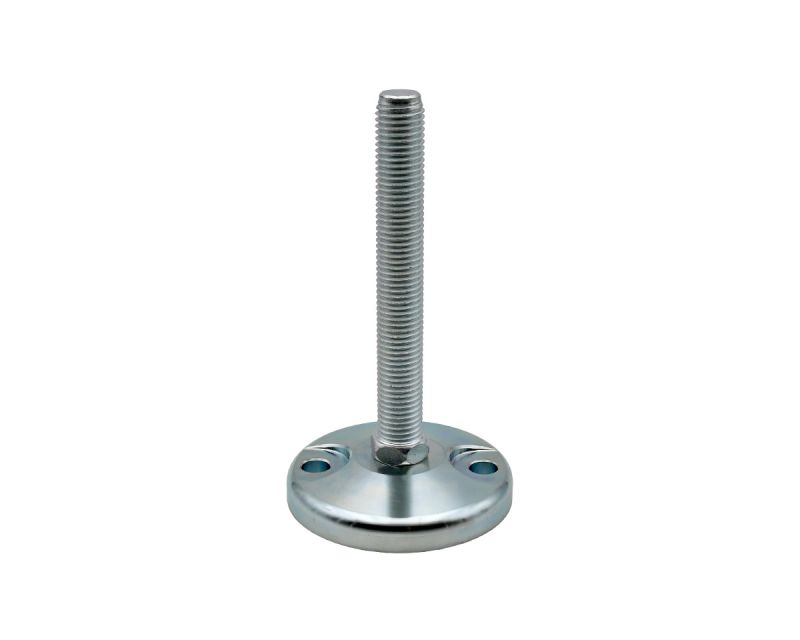 Maschinenfuß / Stellfuß MASSIV Stahl, Ø 120 mm, M24 x 100 mm Stahl verzinkt, Bohrungen Ø 12, 5 mm, Antirutsch NBR schwarz