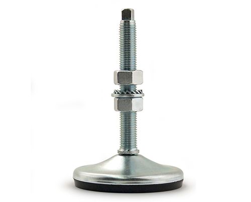 Nivellierfuß ANTIVIBRATION, Ø 120 mm, M16 x 125 mm Stahl verzinkt, inkl. Kontermutter, Antirutsch NBR schwarz, dyn. 20.000 /