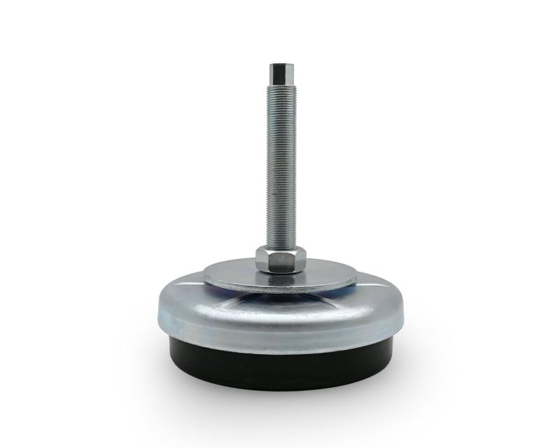 Maschinenfuß / Stellfuß ANTIVIBRATION, Ø 160 mm, Feingewinde M20x1, 5 x 150 mm Stahl verzinkt, Verstellweg 14 mm, Antirutsch