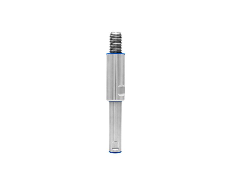 TEKNOCLEAN Spindel für Lenkrollen, Edelstahl M24x150, Hülse 45mm, Anschluss-Bohrung M12x15, Verstellweg 85-130mm, Dichtung