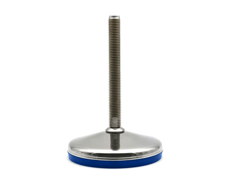 Nivellierfuß mit Gelenk VULCANIZED Edelstahl, Ø 100 mm, Feingewinde M30x2 x 200 mm Edelstahl, Hygienescheibe, Antirutsch
