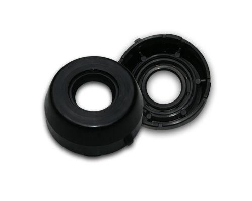 Kappe für Lager 30mm offen schwarz mit Feder aus Edelstahl