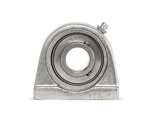 Stehlager SPA 207, Edelstahl Gehäuse, Bohrungsabstand 80 mm, MUC Einsatz Edelstahl, Ø 35 mm