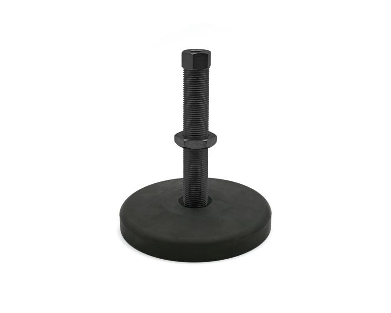 Maschinenfuß / Stellfuß TEKNOFIX, Ø 120 mm, Feingewinde M35x2 x 100 mm Stahl, komplett schwarz phosphatiert, inkl.