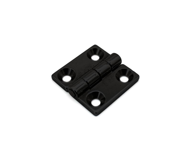 Scharnier Zinkdruckguss schwarz lackiert 60 x 60 x 8 mm, Bohrungsabstand 36 mm, Bohrung 8, 5 mm, H=15 mm, Pin Edelstahl