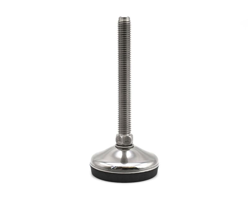 Gelenkfuß VULCANIZED Edelstahl, Ø 60 mm, M14 x 75 mm Edelstahl, Antirutsch NBR schwarz