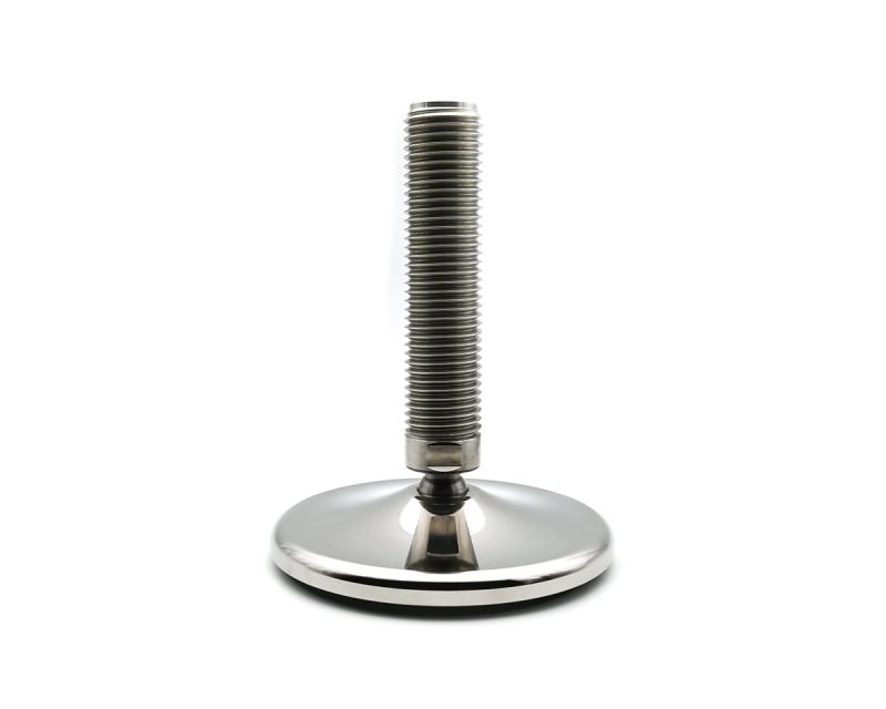 Maschinenfuß / Gelenkfuß MASSIV Edelstahl, Ø 159 mm, M24 x 125 mm Edelstahl, Antirutsch NBR schwarz