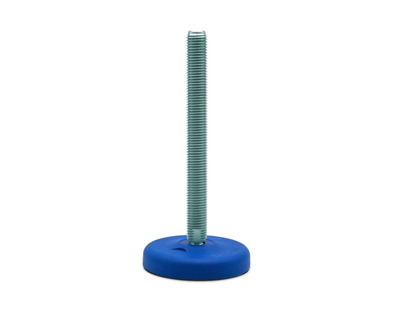Gelenkfuß ECO30 Kunststoff PA blau, Ø 103 mm, M20 x 100 mm Stahl verzinkt, Durchschlagsbohrungen Ø 12, 5 mm