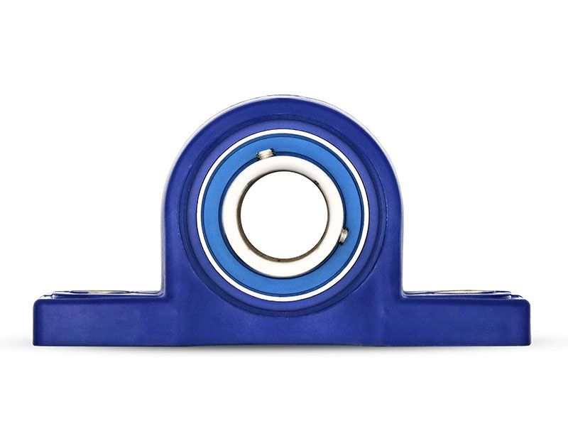 MOVET® Blue Hygiene Stehlager PPL 206, PBT Kunststoff Gehäuse blau, ohne Schmiernippel, Bohrungsabstand 119 mm, MB Einsatz