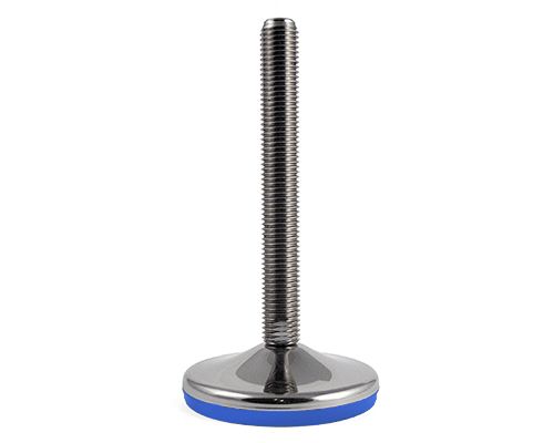 Nivellierfuß mit Gelenk VULCANIZED Edelstahl, Ø 100 mm, M24 x 150 mm Edelstahl, Antirutsch EPDM blau
