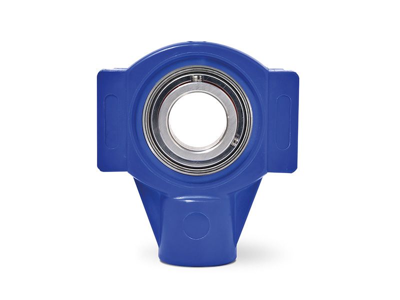 MOVET® Blue Hygiene Spannlager TPL 203, PBT Kunststoff Gehäuse blau, ohne Schmiernippel, MB Einsatz Edelstahl, Ø 17 mm