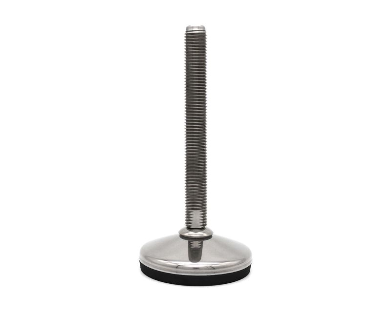 Gelenkfuß VULCANIZED Edelstahl, Ø 60 mm, M12 x 150 mm Edelstahl, Hygienescheibe, Antirutsch NBR schwarz