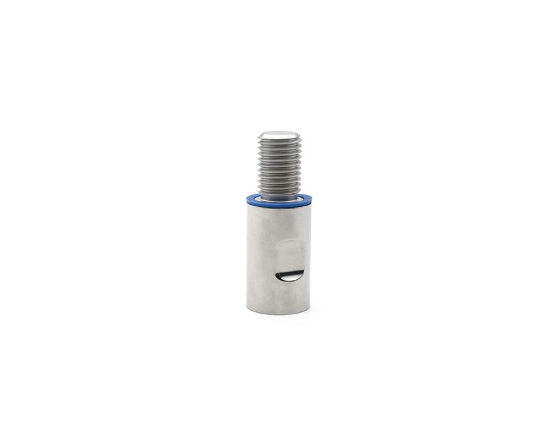 Distanzmutter M12, Hygiene Edelstahl poliert Gewindeverlängerung mit blauer Silikondichtung M12 x 40, Distanz H = 50 mm