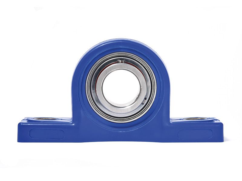 MOVET® Blue Hygiene Stehlager PPL 202, PBT Kunststoff Gehäuse blau, ohne Schmiernippel, Bohrungsabstand 95 mm, MB Einsatz