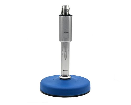 Maschinenfuß / Gelenkfuß TEKNOCLEAN, PA blau Ø 123 mm, M24 x 150 mm Edelstahl, Verstellweg 65 mm, Durchschlagsbohrungen Ø