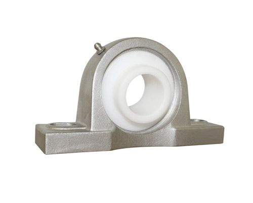 Stehlager SP 205, Edelstahl Gehäuse, Bohrungsabstand 105 mm, PNS Einsatz Kunststoff, Ø 25 mm