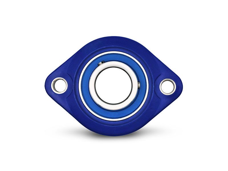 MOVET® Blue Hygiene 2-Loch Flanschlager CTL 206, PBT Kunststoff Gehäuse blau, ohne Schmiernippel, Bohrungsabstand 90, 5 mm