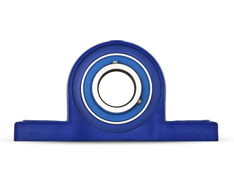 Waterproof IP69K Hygiene Stehlager PPLW 205, PBT Kunststoff Gehäuse blau, ohne Schmiernippel, Bohrungsabstand 105 mm, MB