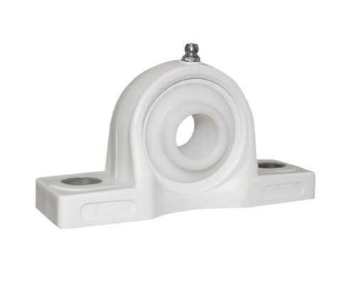 MOVET® Stehlager PPL 204, PBT Kunststoff Gehäuse weiß, Bohrungsabstand 95 mm, PNS Einsatz Kunststoff, Ø 20 mm