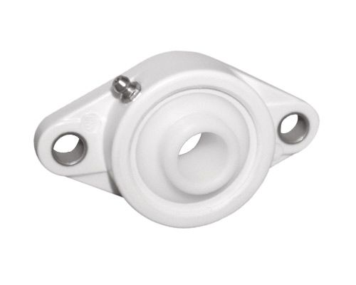 MOVET® 2-Loch Flanschlager NFL 202, PBT Kunststoff Gehäuse weiß, Bohrungsabstand 90 mm, PNS Einsatz Kunststoff, Ø 15 mm