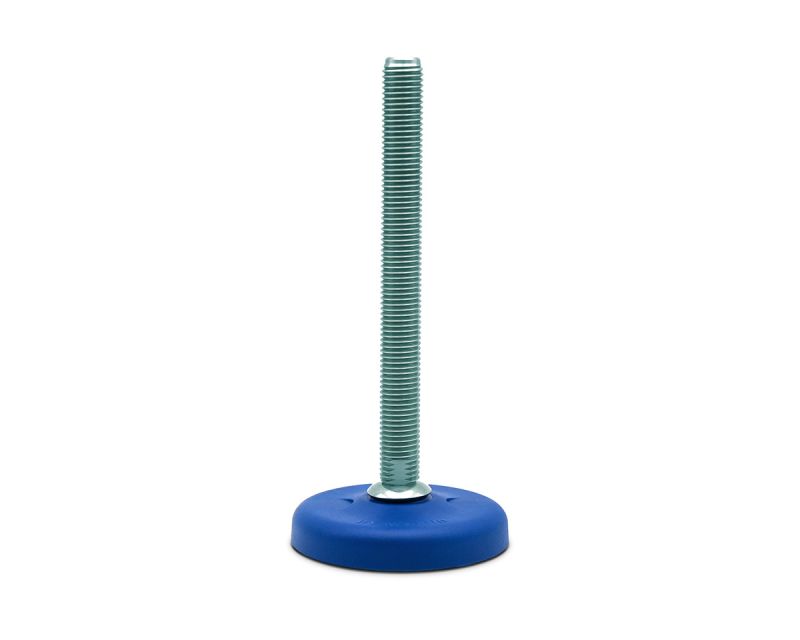 Maschinenfuß mit Gelenk ECO16 Kunststoff PA blau, Ø 123 mm, M16 x 150 mm Stahl verzinkt, Durchschlagsbohrungen Ø 12, 5 mm