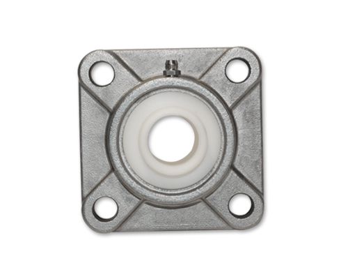 4-Loch Flanschlager SF 206, Edelstahl Gehäuse, Bohrungsabstand 82, 5 mm, PNS Einsatz Kunststoff, Ø 30 mm