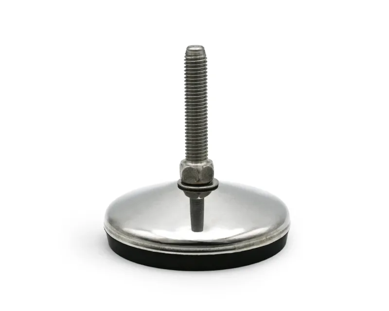 Nivellierfuß mit Gelenk VULCANIZED Edelstahl, Ø 80 mm, M12 x 50 mm Edelstahl, Antirutsch NBR schwarz