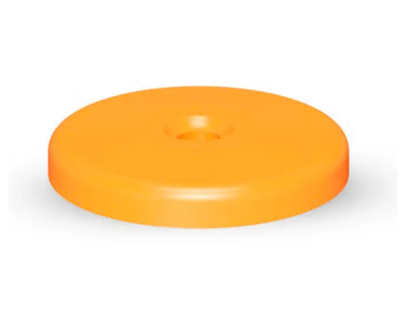 TEKNO FIX, Fußplatte gelb pulverbeschichtet, Ø 120 mm, H=25 mm, D1= 35 mm, Bohrung Ø 17 mm