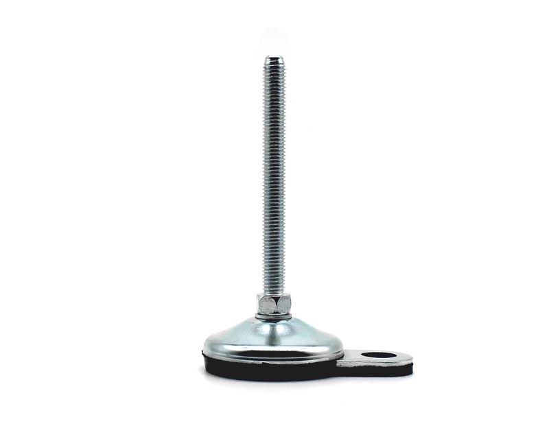 Maschinenfuß mit Gelenk VULCANIZED verzinkt, Ø 60 mm, M14 x 100 mm Stahl verzinkt, Lasche Ø 15 mm, Antirutsch NBR schwarz