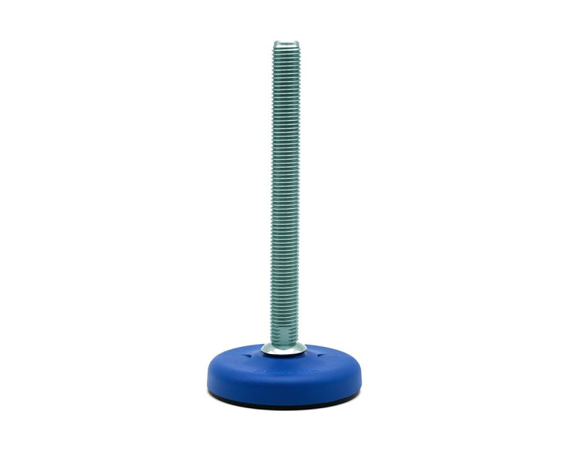 Maschinenfuß mit Gelenk ECO16 Kunststoff PA blau, Ø 123 mm, M16 x 100 mm Stahl verzinkt, Durchschlagsbohrungen Ø 12, 5 mm