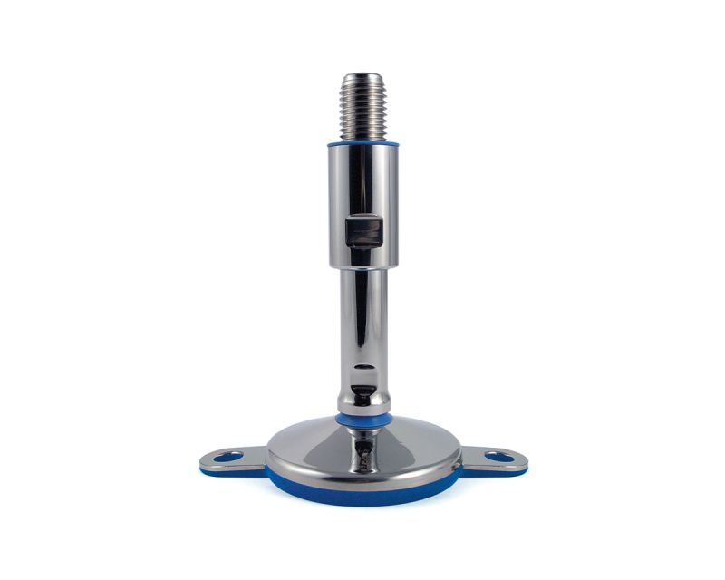 Gelenkfuß TEKNO-HYGIENIC 3-A, Ø 120 mm, M16 x 140 mm Edelstahl, Verstellweg 45 mm, Hülse 60 mm, 2 Laschen Ø 15 mm