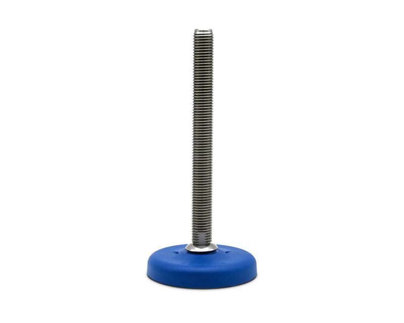Gelenkfuß ECO16 Kunststoff PA blau, Ø 103 mm, M24 x 100 mm Edelstahl, Durchschlagsbohrungen Ø 12, 5 mm