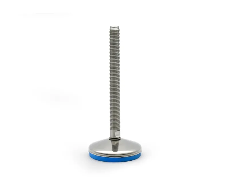 Stellfuß mit Gelenk VULCANIZED Edelstahl AISI316 / V4A, Ø 80 mm, M16 x 175 mm, EPDM blau