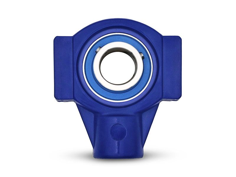 MOVET® Blue Hygiene Spannlager TPL 206, PBT Kunststoff Gehäuse blau, ohne Schmiernippel, MB Einsatz Edelstahl mit blauer