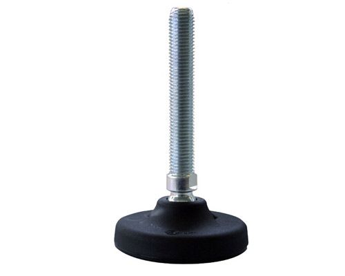 Maschinenfuß / Gelenkfuß Kunststoff PA, Ø 123 mm, M30 x 250 mm Stahl verzinkt, Durchschlagsbohrungen Ø 12, 5 mm