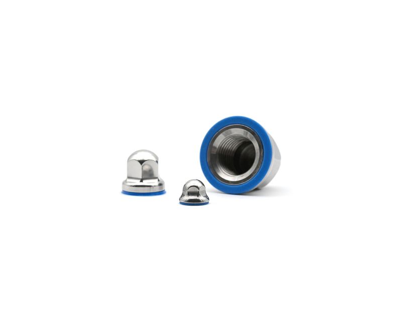 Hutmutter M4 Edelstahl AISI316, 3-A zertifiziert mit blauer Silikondichtung